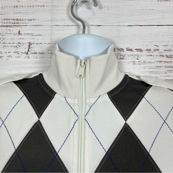 Express White Gray Argyle Full Zip Long Sleeve Jacket - Picture 2 of 15